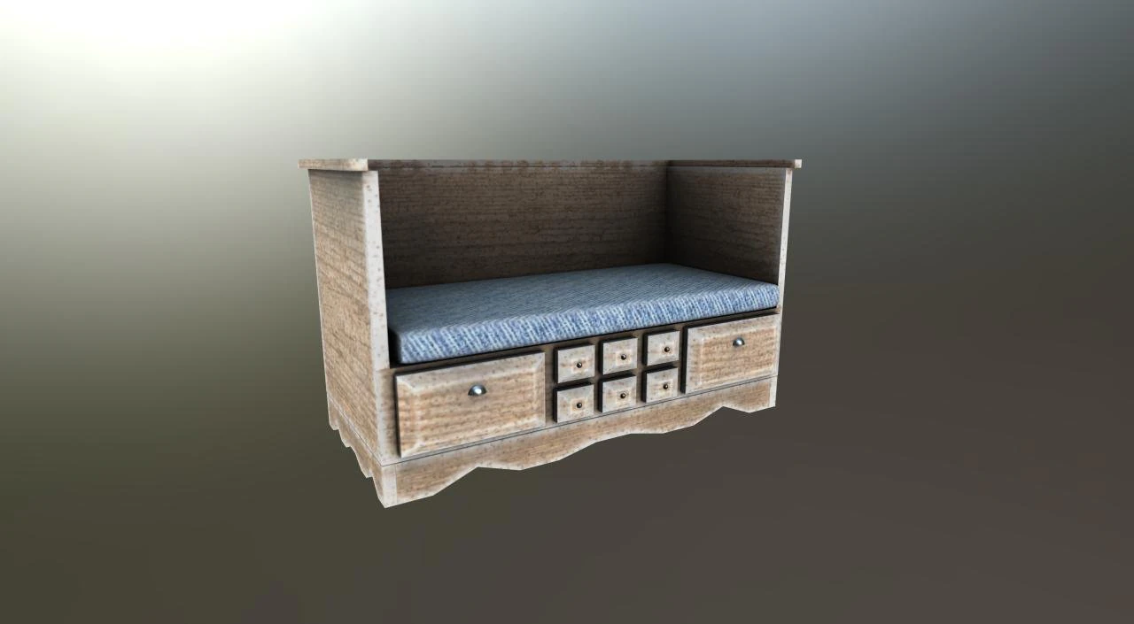 bench with drawers 3D Model .c4d .max .obj .3ds .fbx .stl .blend 