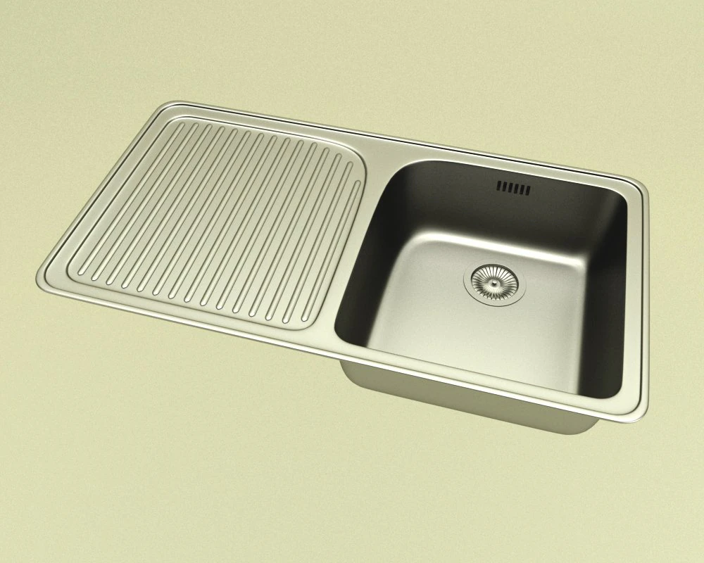 stainless steel sink 3D Model .c4d .max .obj .3ds .fbx .stl .blend