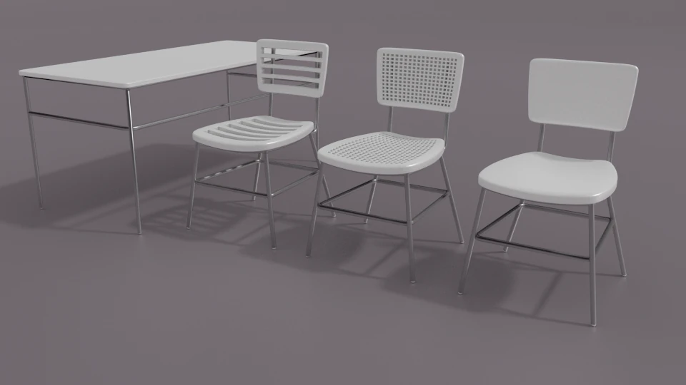 classroom chair and table set 3D Model .c4d .max .obj .3ds .fbx .stl .blend 