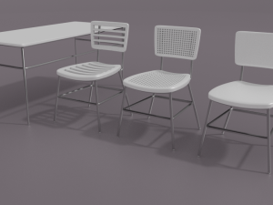 classroom chair and table set 3D 模型