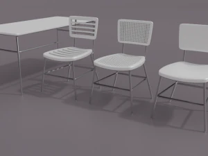 classroom chair and table set 3D Model