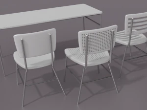 classroom chair and table set 3D Model
