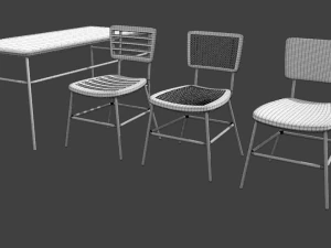 classroom chair and table set 3D Model