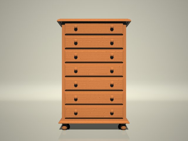 tall wooden commode Modelo 3D .c4d .max .obj .3ds .fbx .stl .blend 