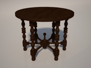 round wooden table Modello 3D
