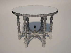 round wooden table 3D Model