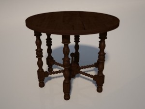 round wooden table Modello 3D