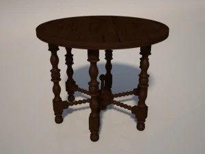 round wooden table 3D Model