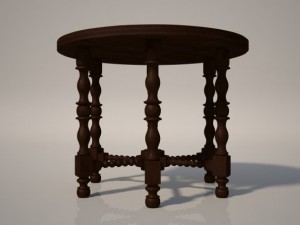 round wooden table Modello 3D