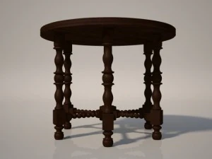 round wooden table 3D Model