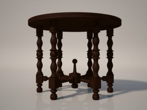 round wooden table Modello 3D