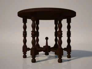 round wooden table 3D Model