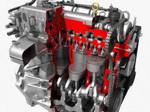 car 4 cylinder engine cutaway Model 3D