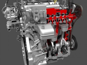 car 4 cylinder engine cutaway Modelo 3D