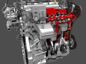 car 4 cylinder engine cutaway 3D Model