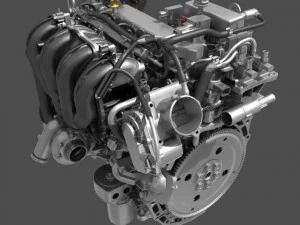 car 4 cylinder engine cutaway 3D Model