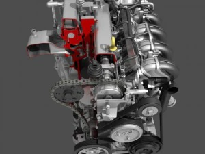 car 4 cylinder engine cutaway 3D Model
