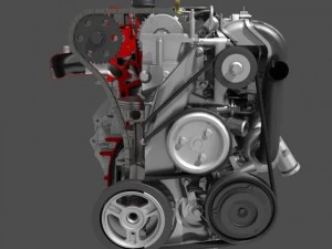 car 4 cylinder engine cutaway 3D Model