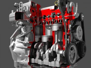 car 4 cylinder engine cutaway 3D Model
