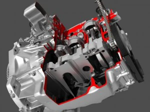 car 4 cylinder engine cutaway 3D Model