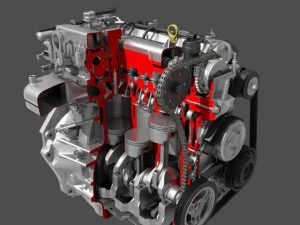 car 4 cylinder engine cutaway 3D Model