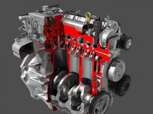 car 4 cylinder engine cutaway 3D Model