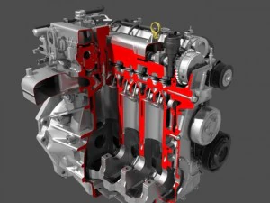 car 4 cylinder engine cutaway 3D Model