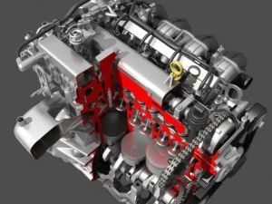 car 4 cylinder engine cutaway 3D Model