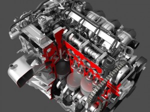 car 4 cylinder engine cutaway Modelo 3D