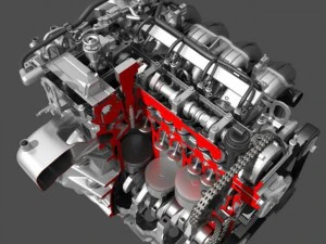car 4 cylinder engine cutaway 3D Model