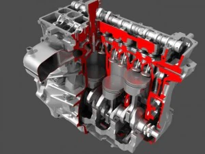 car 4 cylinder engine cutaway 3D Model