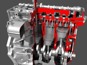 car 4 cylinder engine cutaway 3D Model