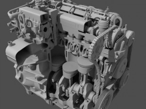 car 4 cylinder engine cutaway Modelo 3D