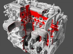 car 4 cylinder engine cutaway 3D Model