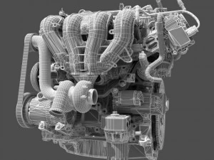 car 4 cylinder engine cutaway 3D Model