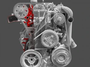 car 4 cylinder engine cutaway 3D Model
