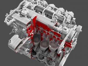car 4 cylinder engine cutaway Modelo 3D