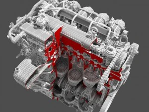 car 4 cylinder engine cutaway 3D Model