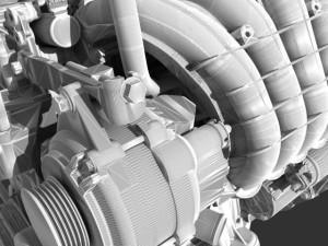 engine with transmission exhaust Modelo 3D