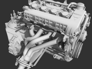 engine with transmission exhaust Modelo 3D