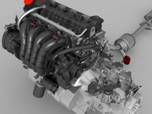 engine with transmission exhaust Modelo 3D