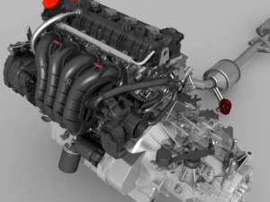 engine with transmission exhaust 3D Model