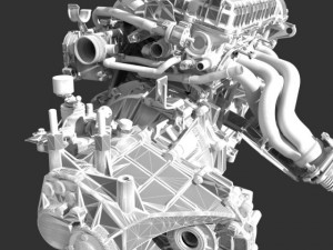 engine with transmission exhaust Modelo 3D
