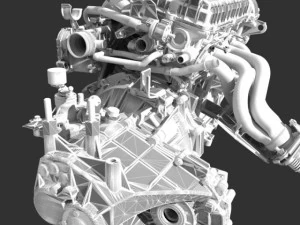 engine with transmission exhaust 3D Model