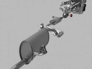 engine with transmission exhaust Modelo 3D