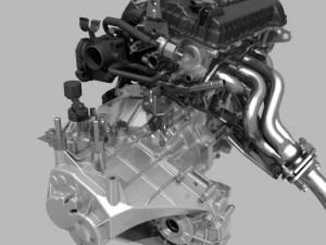 engine with transmission exhaust 3D Model