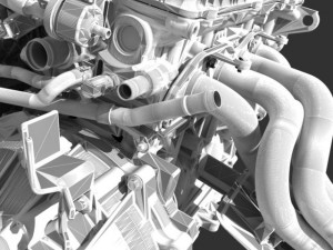 engine with transmission exhaust Modelo 3D