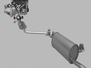 engine with transmission exhaust Modelo 3D