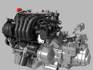 engine with transmission exhaust 3D Model