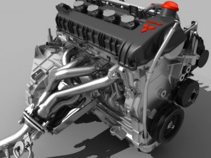 engine with transmission exhaust Modelo 3D